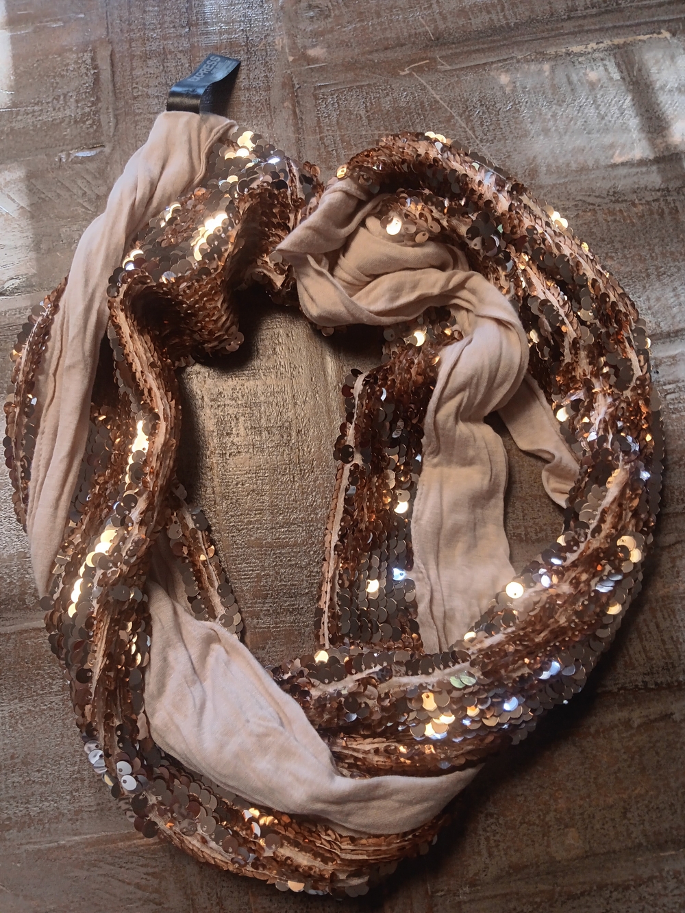 Express Rose Gold Sequin Infinity Scarf